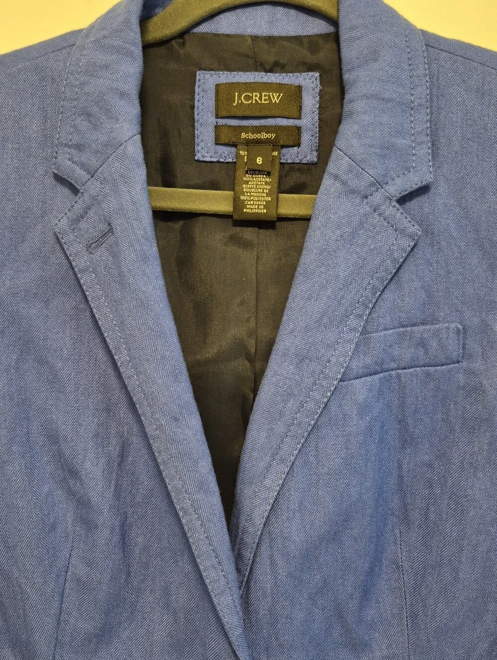 J. Crew Schoolboy Blazer Jacket Cobalt Blue Linen Blend 2010 Women's Size 6